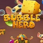 Jeu Bubble Hero avec des souris cartoon et des bulles bleues