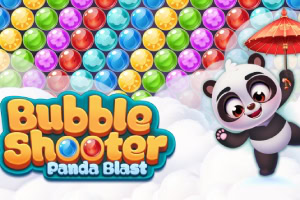 Jeu Bubble Shooter Panda Blast avec un petit panda et des bulles colorées