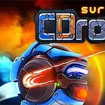 Logo du jeu Survival Drone avec un drone bleu tirant un laser sur fond de feu et dexplosion