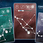 Des cartes avec des constellations et des symboles mystiques sur un fond étoilé