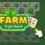 Jeu de correspondance triple avec des fruits, légumes et animaux de ferme, intitulé FARM Triple Match