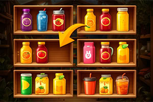 Trie des jus de fruits colorés