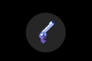 Illustration dun revolver bleu et violet sur fond noir