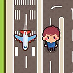 Illustration de routes avec un avion et un personnage de dessin animé
