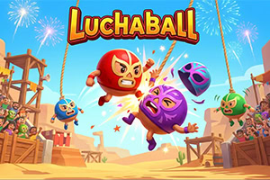 Joue à un jeu de physique sans fin avec des Luchaballs roulants et des masques colorés