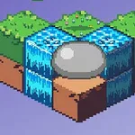 Illustration en pixel art dune petite île flottante avec une cascade et un étang