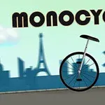 Monocycle avec une silhouette de Paris en arrière-plan, incluant la Tour Eiffel