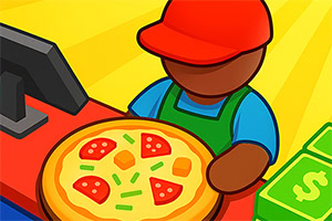 Personne portant une casquette rouge servant une pizza sur un comptoir avec des billets