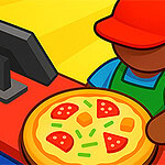 Personne portant une casquette rouge servant une pizza sur un comptoir avec des billets