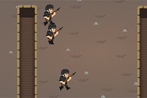 Illustration de ninjas escaladant des parois rocheuses dans un jeu vidéo