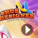 Jeu de conception de chaussures avec jeune fille blonde et chaussures colorées