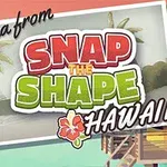 Affiche promotionnelle pour le jeu Snap the Shape: Hawaii avec des palmiers et une ambiance tropicale