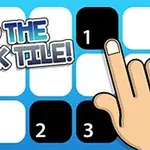 Jeu Tapez sur la tuile noire avec un doigt pointant vers une tuile noire parmi des tuiles blanches
