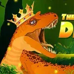 Affiche de The Dino King avec un dinosaure orange portant une couronne dans une jungle