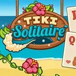 Jeu de solitaire Tiki à thème tropical avec cartes illustrées par des personnages polynésiens