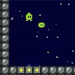 Jeu vidéo rétro avec des extraterrestres verts et fond détoiles pixellisé