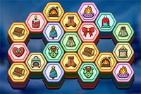 Vide le plateau en empilant trois tuiles hexagonales identiques, dans ce puzzle